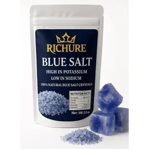 NEW 2025 Ancient Blue Salt – Rare Mineral Treasure | High Potassium, Low Sodium, Pure & Unprocessed | Gourmet-Grade by Richure 100g (3.52 oz)