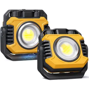 Samsung 2-Pack 2400LM Magnetic Rechargeable Work Light, 28 Hours Long-Lasting Stepless 2700-8000K White and Warm Light Bright Portable LED Work Light, Ultra-Light 360 Degree °     Rotating hook (yellow)