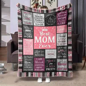 Best Mom Ever Letter Print Soft Blanket, Slogan Print Blanket, Air Conditioning Blanket, Warm Nap Blanket for Home & Camping, Gift for Mom