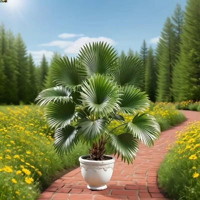 1 Large Artificial Palm Tree Plant with Lush Green Leaves Realistic Fake Tree with Trunk and Pot Low Maintenance Indoor