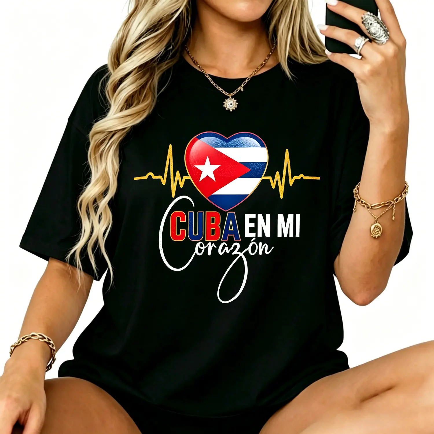 Cuba In My Heart Cuban Pride Graphic T Shirt Cotton Tee Casual Vintage Style Unisex Short Sleeve Streetwear Patriotic Island Vibe Top