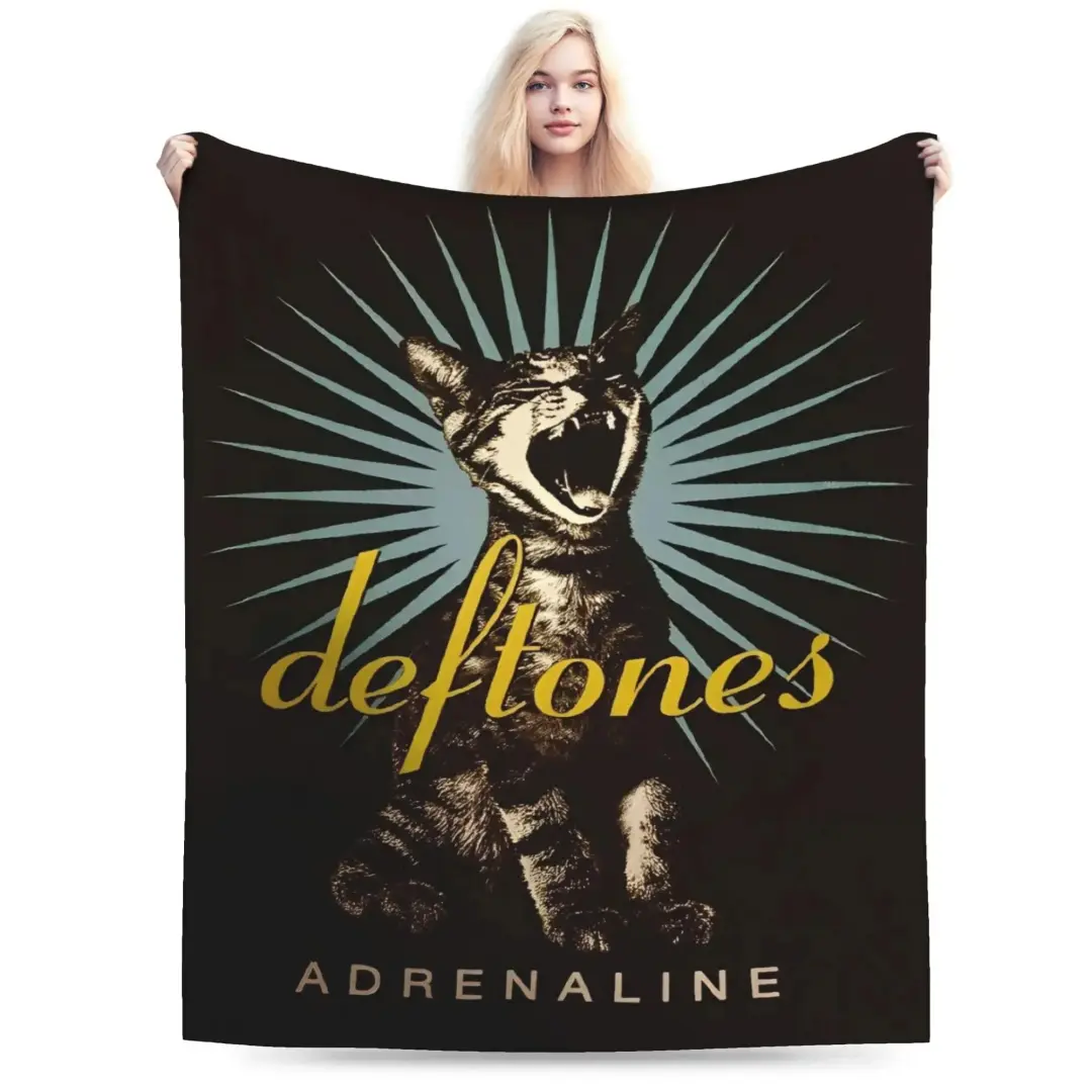Deftones Metal Band Album Art Flannel Throw Blanket - Alternative Rock Collage Design, Soft Sofa Lounge Accent for Music Studios, Ideal Birthday Holiday Gift for Rock Collectors