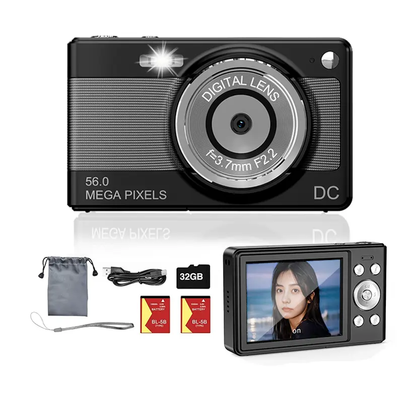 Digital Retro CCD Camera,Autofocus 1080P Rechargeable Vintage Camera,Small Compact Old School Gift for Teens Adult Beginner,Two Batteries,32GB Recording Memory Card,2.88inch Screen USB Cable Black