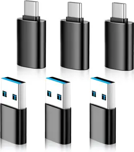 Mothers Day Gifts USB to USB C Adapter 6 Pack,【3*Type C Female to A Male Charger Converter】&【3*USB C Male to USB Female】 for MacBook Pro/Air, iPhone 16 15 Pro Max/15 Plus/14 13 12 Samsung Galaxy S24/S23/S22/S21 Black
