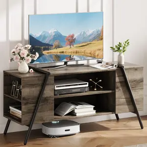 47" Industrial TV Stand for 50–55" TVs, Media Console with Slanted Metal Legs & Adjustable Shelves