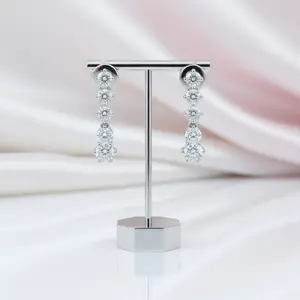 Classic 14k White Gold Diamond Option Drop Earrings