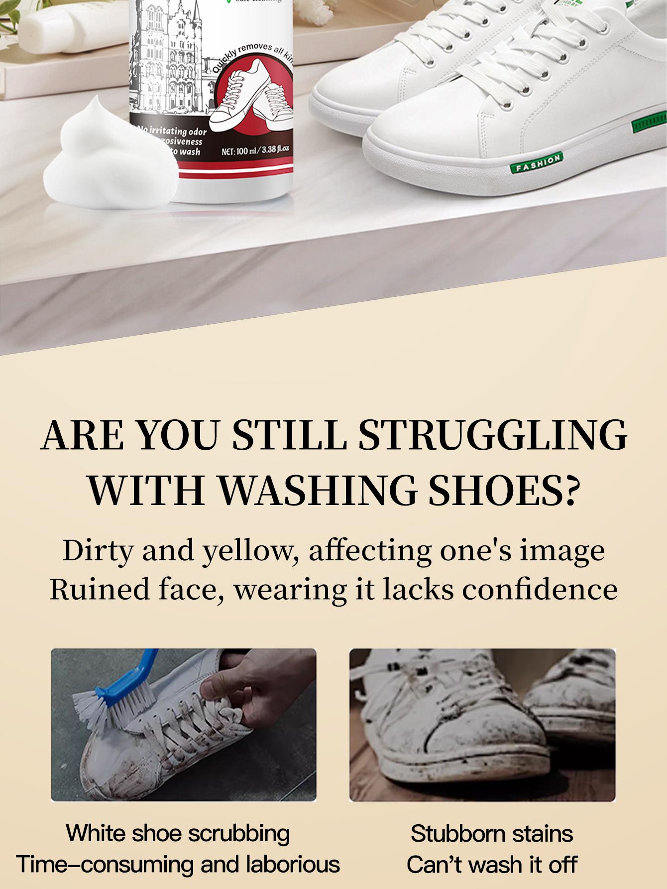 VENROCK White Shoe Cleaning Mousse | Waterless Foam Sneaker Cleaner with Built‑in Soft Brush, Stain & Yellowing Remover for All Footwear, Quick Dry No‑Wash Shoe Cleaner