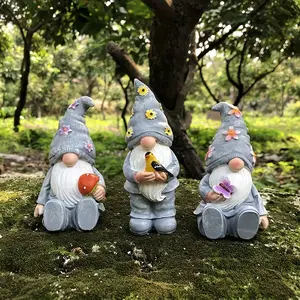 3-piece resin faceless elf American country style garden series handicrafts and ornaments, desk, office desk, entrance garden potted plant decoration