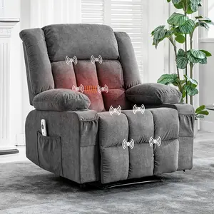 Massage Rocker Recliner Chair with Vibration Massage and Heat, Ergonomic Lounge Chair for Living Room with Side Pocket and Cup Holders