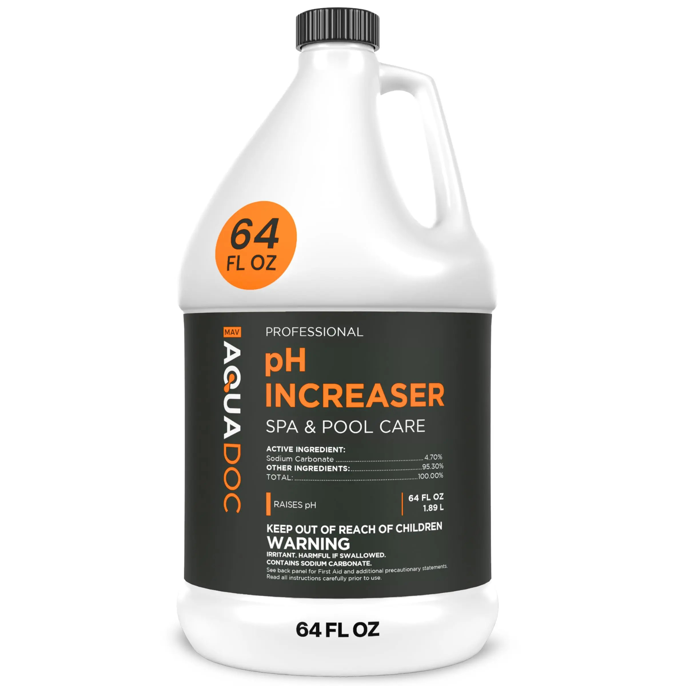 AquaDoc Spa pH Increaser, 64oz USA-Made Chemical - Supports Raising Total Alkalinity, Balances Water Chemistry, Reduces Cloudy Water for Hot Tubs