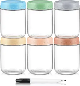 16 Oz Overnight Oats Containers with Lids - 6 Pack Glass Storage Jars with Airtight Lids Wide Mouth Mason Food Jars Great for Meal Prep Salad Chia Pudding Snacks Yogurt Sugar Spice Cereal
