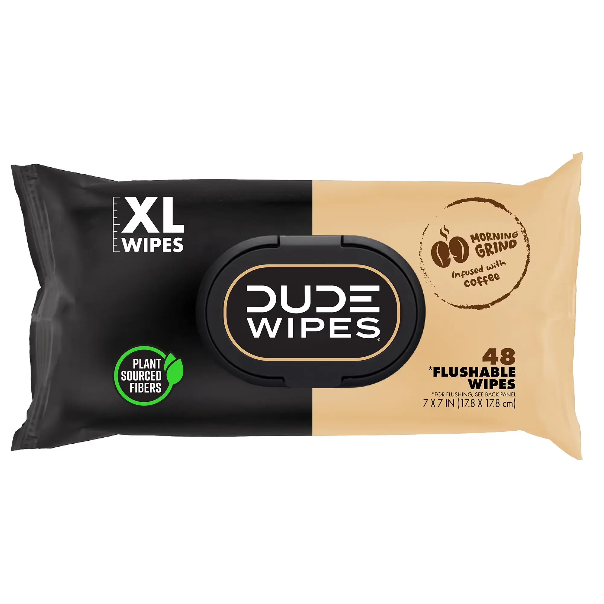 DUDE Morning Grind Adult Flushable Wipes, Coffee Scented, 144 Count | Infused with coffee oil. 99% water, extra large flushable butt wipes. Vitamin E and aloe
