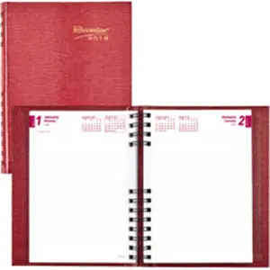 Rediform  Coilpro Daily Hard Cover Planner, Red - 8.6 x 6.5 x 1.1 in.