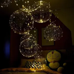 Party led balloons, 18 packs light up balloon battery included 3 meters string lights inflated size 22 inches clear balloon, for birthday party wedding decorations (warm white)