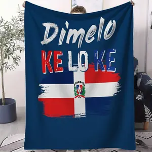 Flag pattern blanket of the Dominican Republic. The blanket. A comfortable blanket. A soft blanket. Comfortable and soft. Suitable for sofa. Bed. Travel. Camping. Living room. Office.