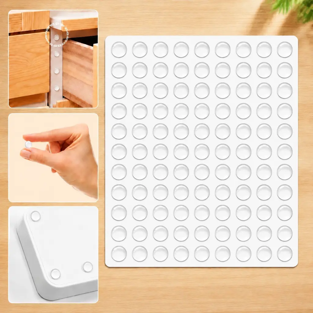 100PCS Hemispherical Silicone Bumper Pads, Self-Adhesive Rubber Buffer Dots, Non-Slip Noise-Reducing Furniture Stops for Home Office Door, Cabinet, Wall Protection Protector