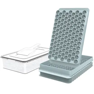 2/4 Pack/0.55In Mini Ice Cube Trays, Small Tiny Round Pebble Crushed Nugget Ice Trays for Freezer with Lid - Chilling Drinks Coffee Juice