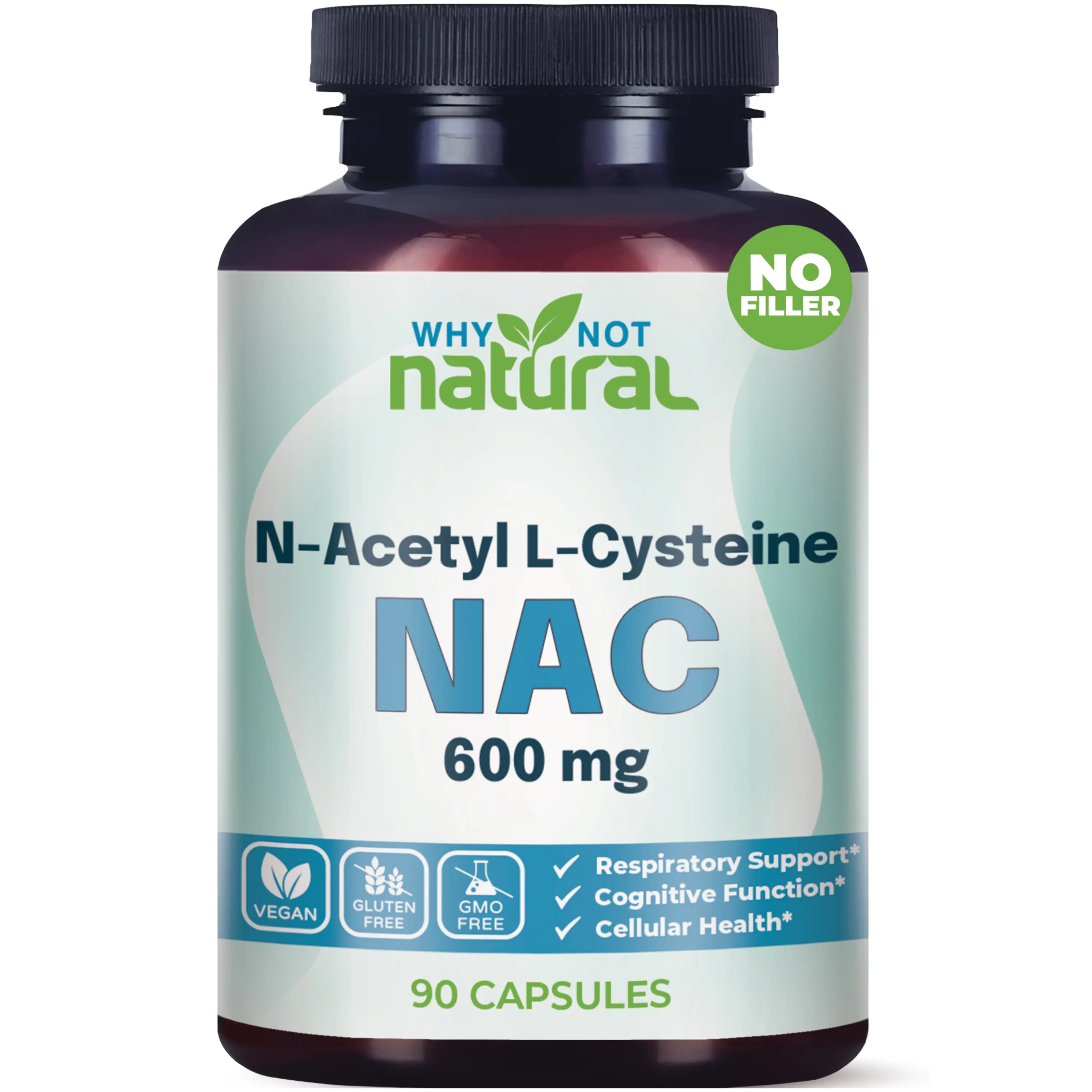 Why Not Natural NAC Supplement 600 mg, n-Acetyl cysteine Capsules