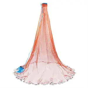 Fishing Net, 1 Count Strong Nylon Mesh Wire Net, Throw Net Cast Net for Saltwater Freshwater Fishing Trap with Zinc Sinker, Fishing Gear and Equipment, National Day Offers