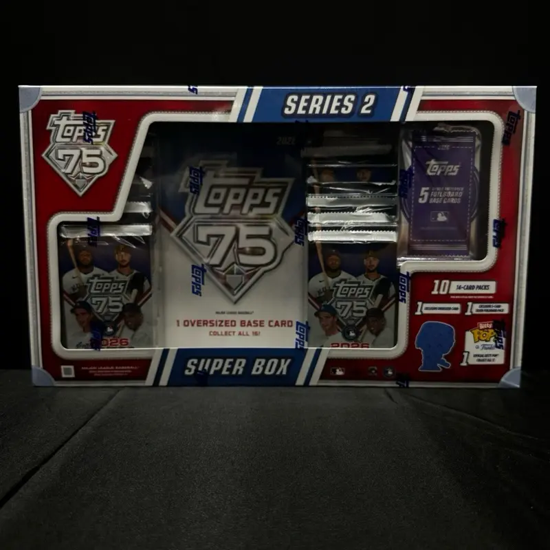 Topps 75 Series 2 Super Box - Includes 1 Oversized Trading Card, 1 Funko Figure Per Box