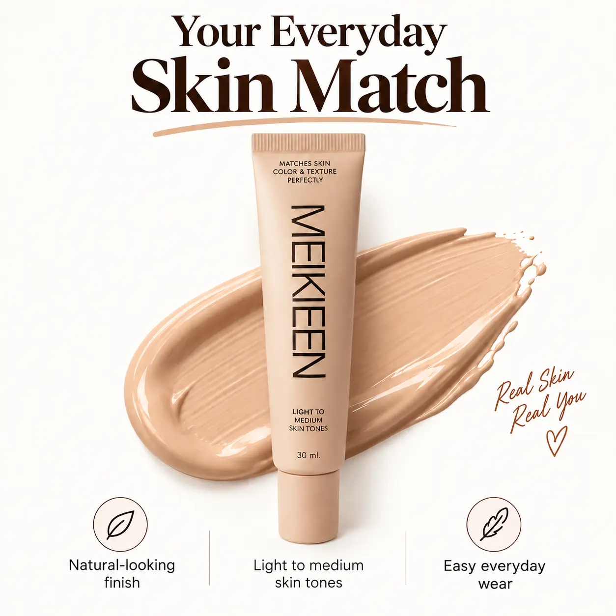 Women's Sensitive Liquid Foundation for Adults - 12-Hour Long-Lasting Wear - Buildable Light-to-Medium/Medium Dark-to-Dark Coverage - Instant Skin Tone Adaptation - Smoothening Natural Dewy Finish - Even Skin Tone - Luxe Color - Pump Bottle, Soho Chic