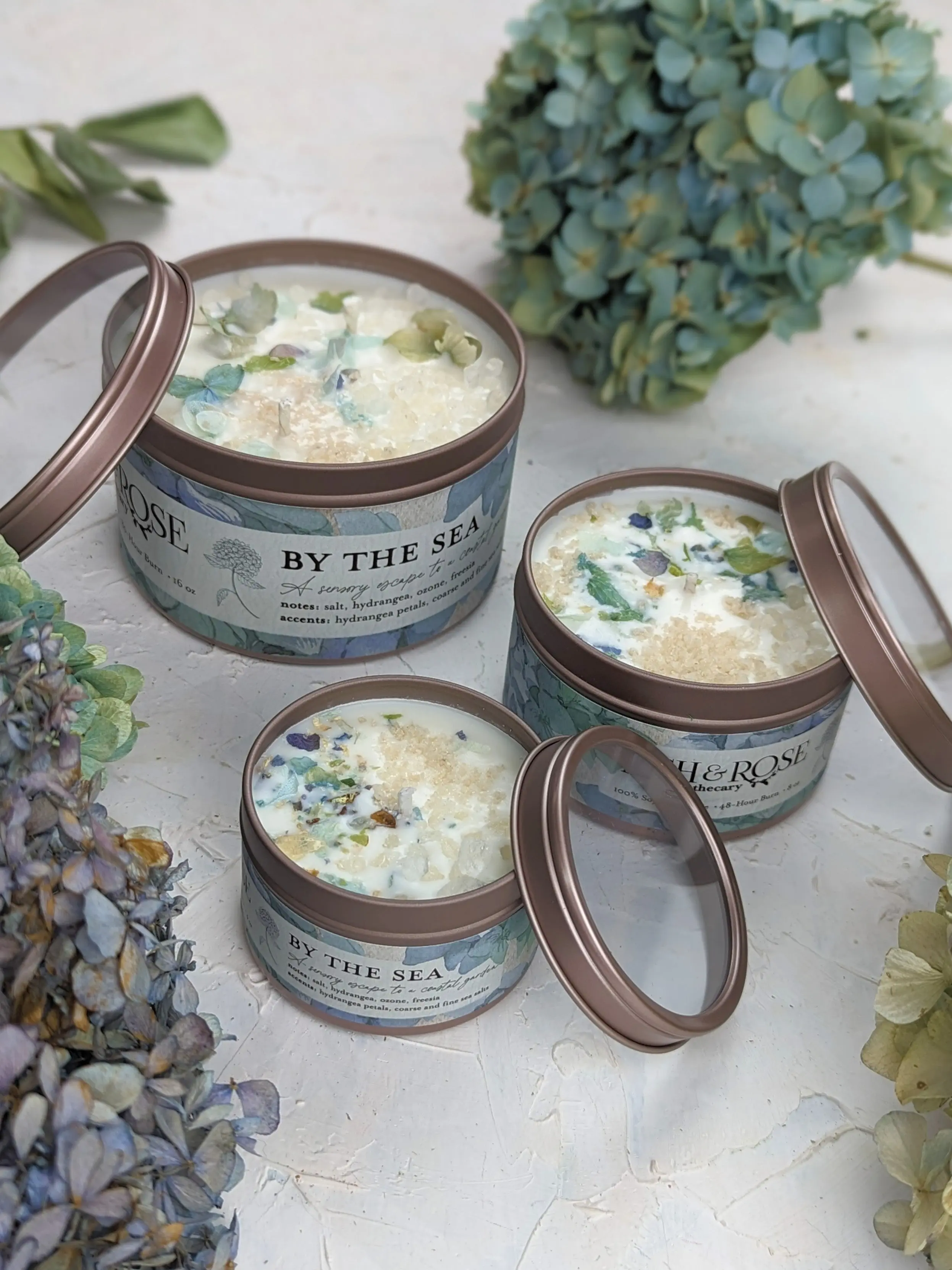 BY THE SEA Hydrangea Sea Salt Candle