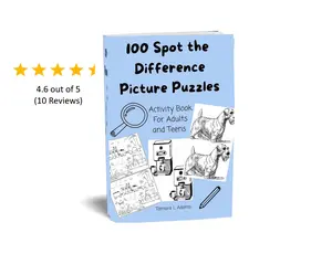 100 Spot the Difference Picture Puzzles Activity Book for Adults and Teens. Variety of images that range from easy to hard for hours of fun!