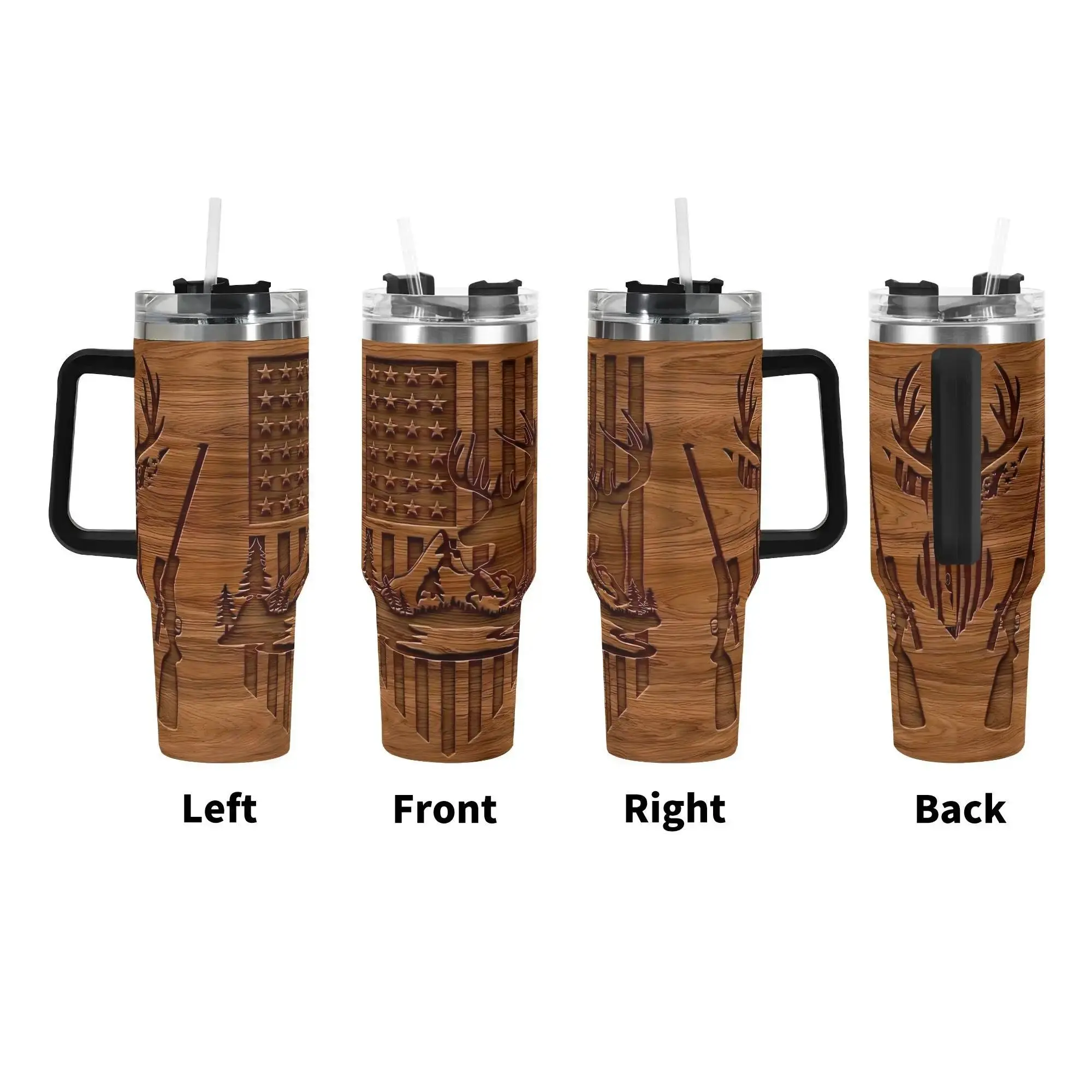 Hunting Gifts for Men,Hunting Tumbler 40 Oz for Dad Grandpa Husband Son Hunter Lovers, Stainless Steel Travel Tumbler with Straw & Handle, Portable Drinking Cup for Hot & Cold Drinks,,Relative, Drinkware, Vacuum Insulated Cup, Thermal Cup