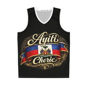 Ayiti Cherie Haitian Flag Crest Basketball Jersey