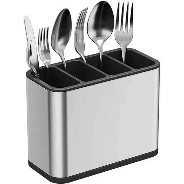Stainless Steel Cutlery Holder – 4-Compartment Organizer