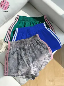 Women's Slim Fit Quick-Dry Breathable Shorts, Summer Casual Loose Elastic Waist Wide Leg Pants, Y2K Fashion Stripe Sportswear, Athletic Shorts, Activewear Shorts, Stripes Print Shorts