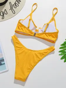 New Underwire Push Up Sexy Bikini Swimwear Stylish Padded Lift Women Two Piece Bathing Suit Sexy Underwire Gathering Bikini Beach Wear Fashion Push Up Support Bikini Swimming Costume Slim Figure Enhancing Underwire Bikini Swimwear