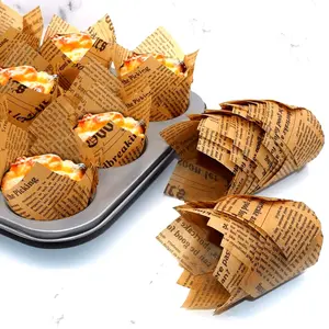 50 Pcs Tulip Cupcake Liners, Standard Size Baking Cups, Christmas Non-Stick Paper Cake Muffin Wrappers for Birthday Party Decorations, Baking Supplies