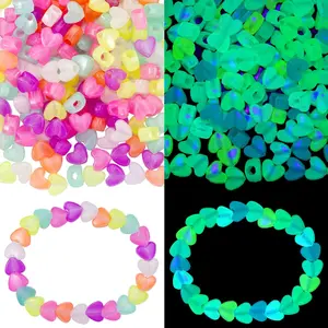 Household daily necessities 220 PCS Glow in The Dark Heart Beads, Colorful Heart Shape Loose Spacer Beads for Bracelets, Cute Glowing Love Valentine's Bead for Jewelry Making, Necklace, Keychains