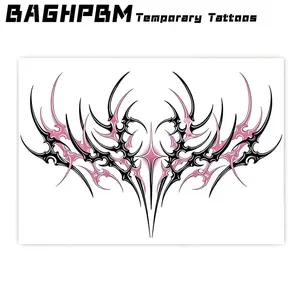 BAGHPBM Temporary Tattoos, 2-Pack Dark Anime Succubus Heart Shape Paper Sheets, Waterproof Couple Stickers for Abdomen, Lower Back