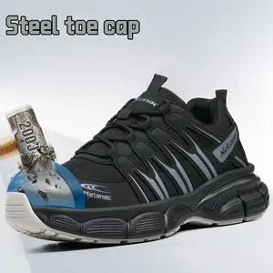 Netanac Steel Toe Safety Shoes for Men Breathable Wide Fit Durable Soft Sole Slip Resistant Comfortable Sneakers Lace Version Waterproof Work Boots