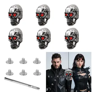 Men's Eye Skull Head Shirt Studs Set, Silver Color Antique Copper Texture Design, Party Business Use, Male Style Gift