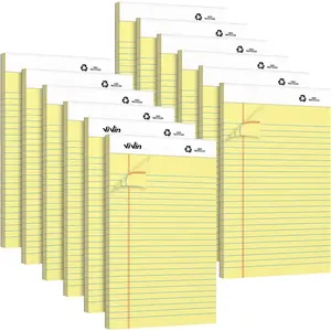 Legal Pads 5x8 Inch, 12 Pack, Narrow Ruled, Perforated Writing Pads, 30 Sheets Per Note Pads, Small Legal Pads Ideal for , Office, Business, Canary Yellow Paper