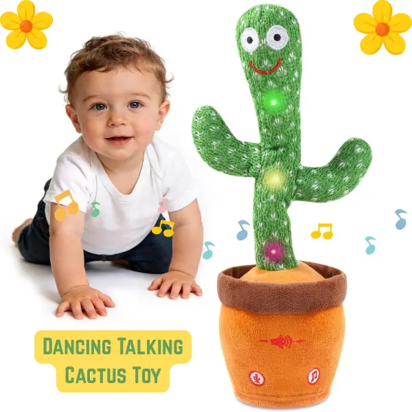Dancing Cactus Toy, Talking & Singing Plush Toy for Kids, Repeating What You Say, Musical Interactive Stuffed Animal, Glowing Cactus Toy, Toddler Birthday Gift