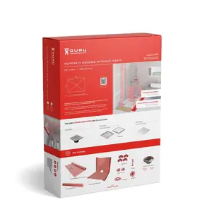 GURU Superkit Square 36" x 60" Center PVC Without Drain - Includes Heavy Shower Tray, Water-Stop Curb, W-S DIN & W-S DEX Accessories