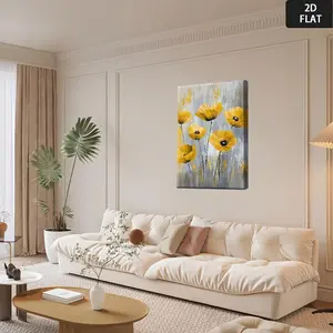 2D Flat Muted Yellow Poppies |   Art Deco Style, Ideal for Party Decoration and Home Office, Bedroom, Kitchen, Living Room Decor	