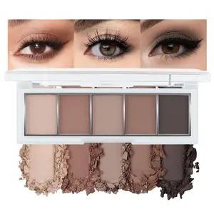 Matte Neutral Cool Brown Eyeshadow Palette Matte Taupe Beige Clay Mocha Charcoal Shades,Blendable Long-Lasting Cool-Tone Smokey Eye Shadow Palette for Daily Natural & Mature Eyes