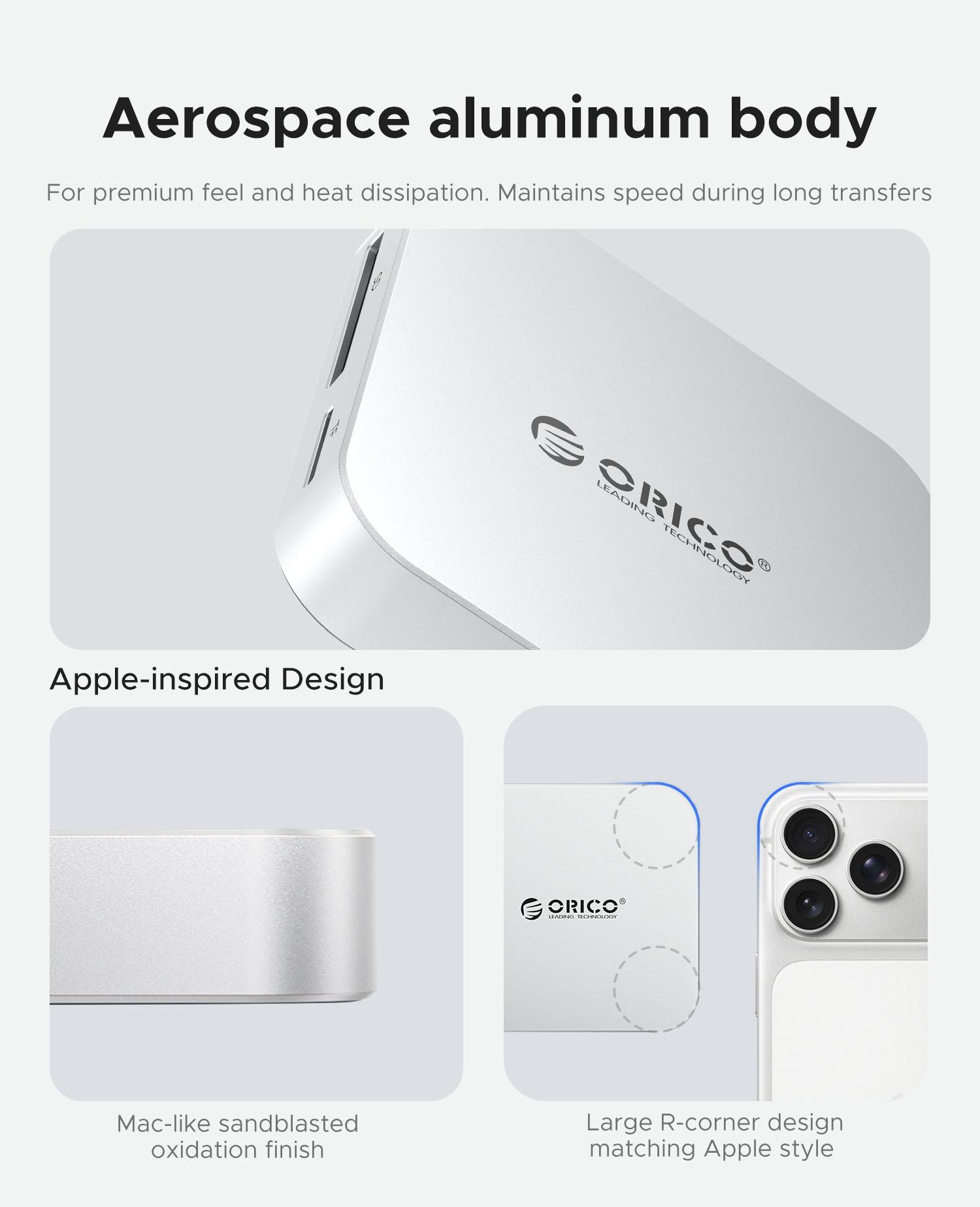 ORICO Ultra-Thin Magnetic SD Card Reader for iPhone 17/16/15 Series/iPad/MacBook, USB C Camera  with SD/TF 3.0 Solt, 100W PD Pass-Through