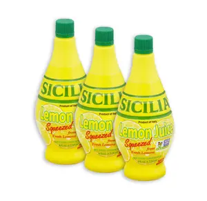 Sicilia Real Lemons Fresh Squeezed Lemon Juice Beverage - Tangy Bright Flavor, 4 oz, 3 Bottles, Three Bottles