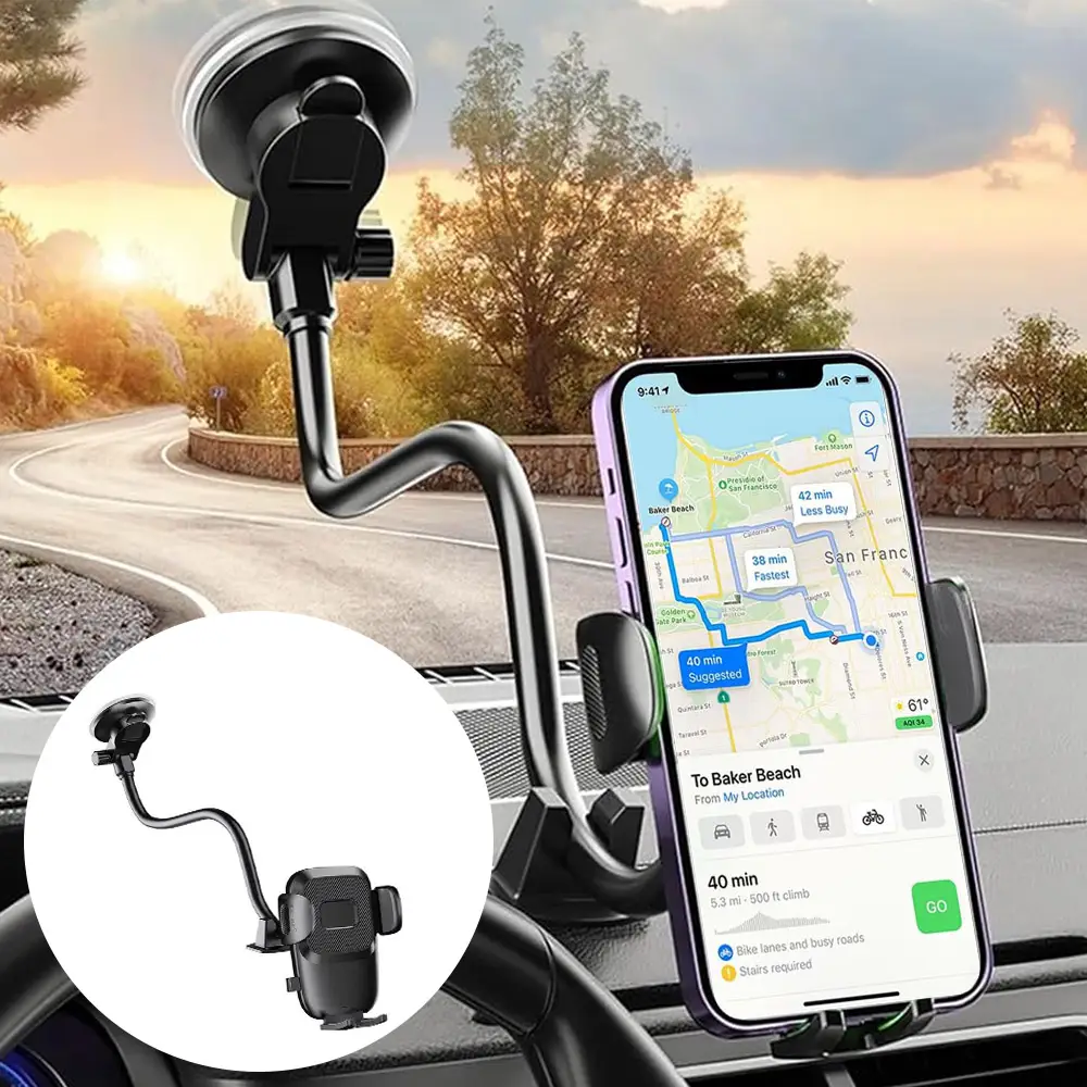 360 Degree Rotatable Car Rearview Mirror Gooseneck Phone Holder, Multi-functional Car Navigation Bracket, Universal Multifunctional Mobile Phone Holde