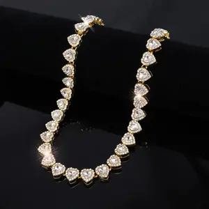 Bracelet Necklace Set Heart Tennis Chain Moissanite Jewelry Shiny Fashion Party Gift For Men Women Trendy Luxury Jewelry