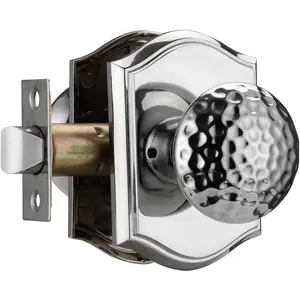 Polish Chrome Interior Door Knobs with Camelot Trim,Door Handles for Bath & Bed, Heavy Duty Door Knob with Lock