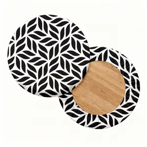 2/4/6/8PCS leaf pattern digital printing pattern four seasons universal elastic round stool cover, elastic, suitable for bar chair cover, outdoor chair, small round cushion cover, restaurants, cafes and other scenes