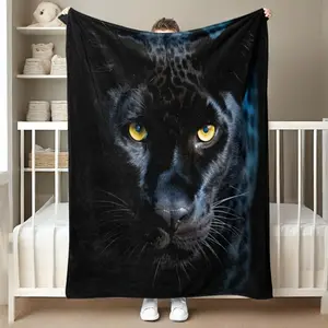 Soft Outdoor Nap Blanket with a Black Panther Pattern, Suitable for All Seasons,Themed Soft Flannel Blanket Suitable for Home, Bed, Sofa  Warm Haven Textiles