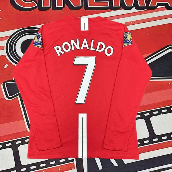 0708 Home Red No.7 Ronaldo Long Sleeved Soccer Jersey